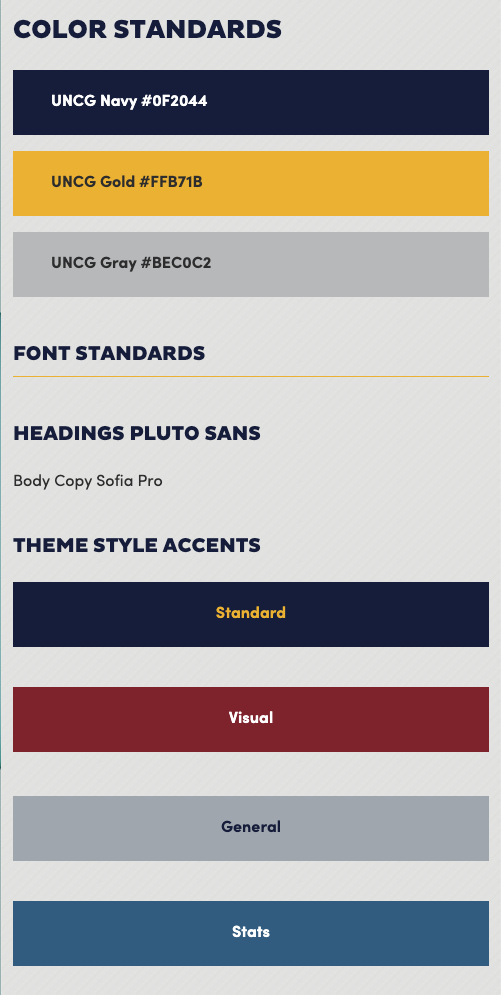 Color standards for UNCG websites.