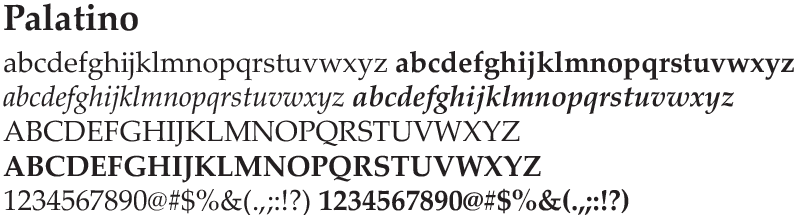 Sample of Palatino typeface.