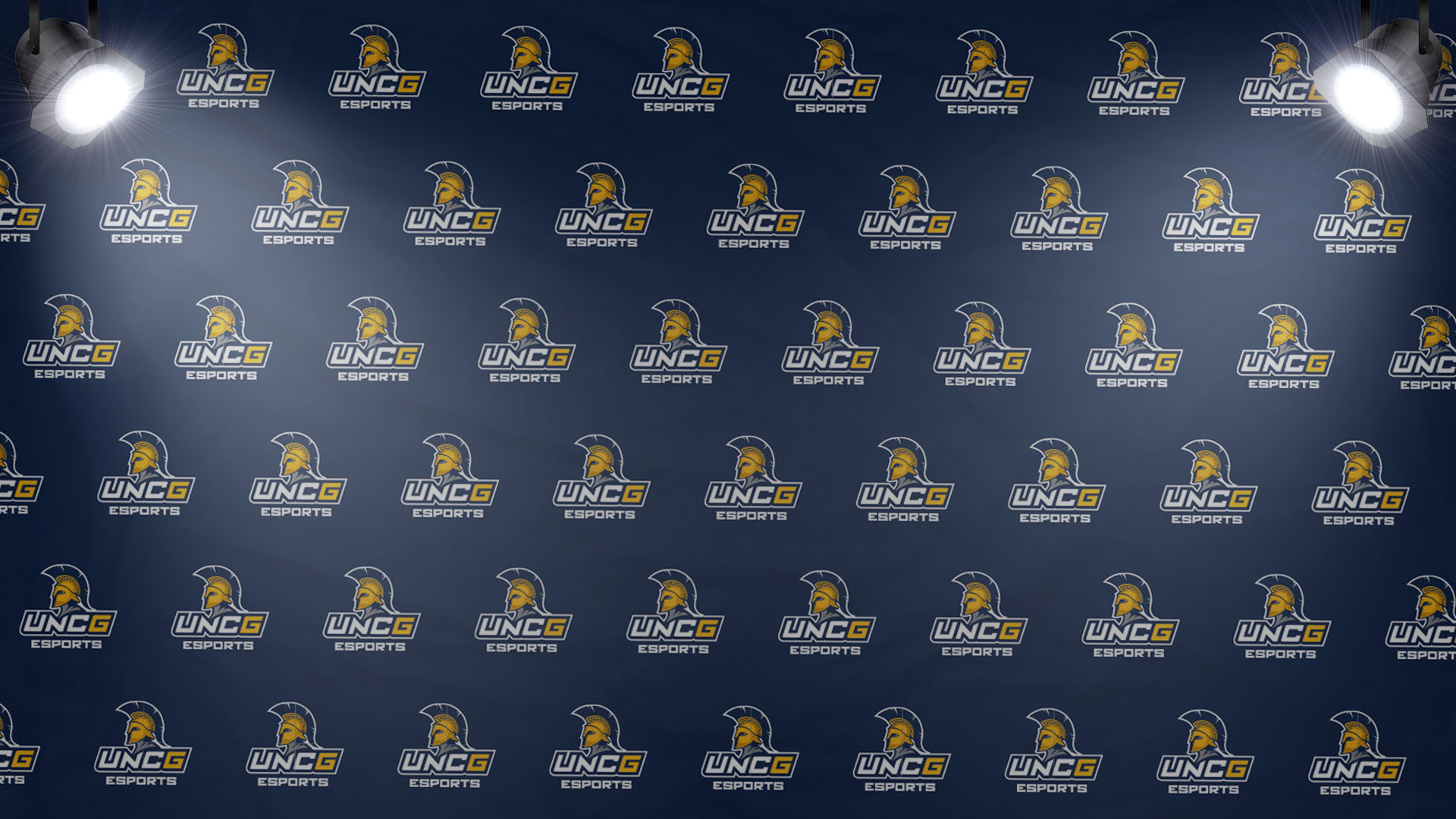 Blue Background of the UNCG Esports logo in a step and repeat pattern