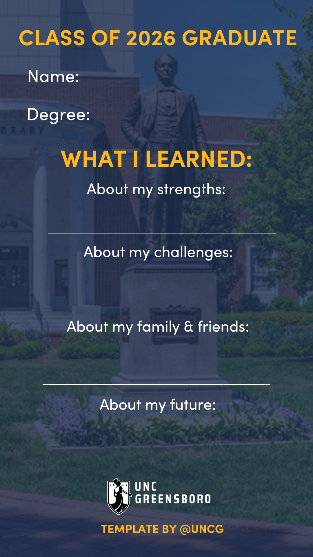 Class of 2026, what I learned template.